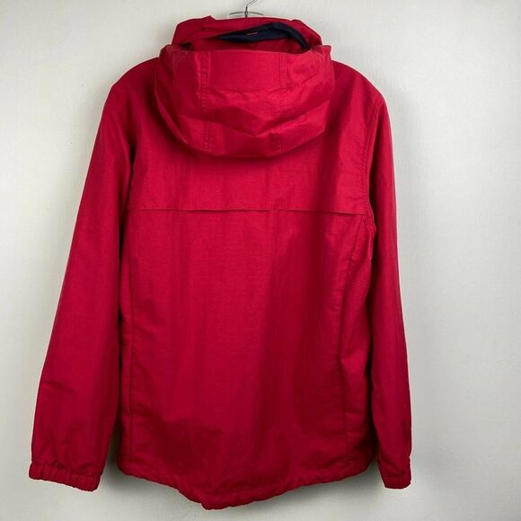 Nascar Lands End Jacket Womens Medium Red Daytona Speedway Hooded Pockets Ladies - Picture 3 of 11